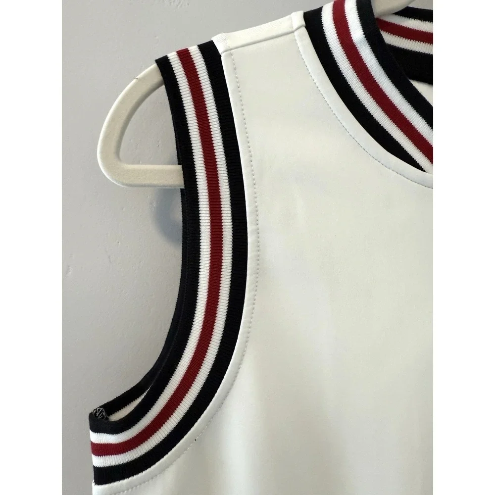 NWT Hunter Pleated Tennis Dress Mini Front Zip Sleeveless White Varsity Preppy M - Picture 7 of 12